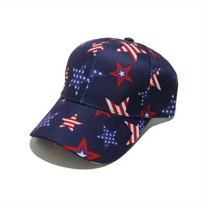 Cross-Border American Independence Day Five-Pointed Star Peaked Cap Dad Hat Festival American Flag Printed Baseball Cap Men
