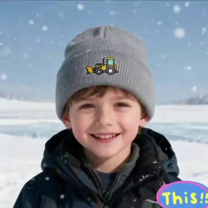 Youngsters' Winter Knit Hat with Bulldozer Graphic - Stretchy Soft Ear Flap Beanie for Skiing, Christmas & Outdoor Activities | Warm Black & Yellow Design, Hand Washable, Winter Hats, Youngsters Skiing Gear, Snug Fit - Image 10