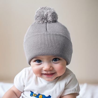 1-Pack 0-3Years Knitted Baby Hats with Pom-Pom - Acrylic, Breathable, All-Season, Christmas Occasion, Daily & Casual Wear, Hand Washable - Mixed Color Set for Warmth