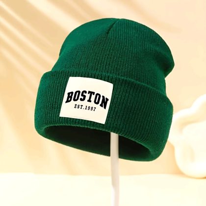 BOSTON1947 Printed Knit Beanie, Autumnu002FWinter Extended High-Stretch Brimless Hat, Warm Ear Protection Head-Wrapping Cap