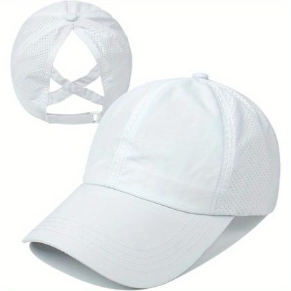 Women's Baseball Cap with Ponytail Hole - Breathable Quick-Dry Mesh Cap, Unisex, Adjustable Design, Multiple Colors Available, Suitable for Running and Casual Wear